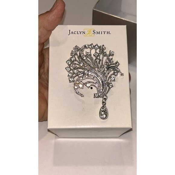 Vintage Flower Pin Brooch Rhinestone Crystal Silver Sparkling Jaclyn Smith 3" - Picture 5 of 5